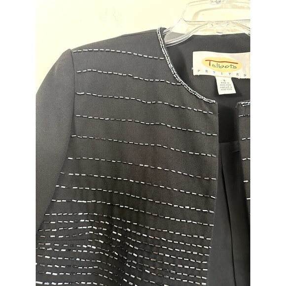 Talbots Petites Woman's Black Rhinestone Cropped Blazer Size 8 Event Holiday - Picture 12 of 16